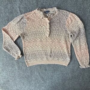 Democracy Womens XL Long Sleeve‎ Knit Button Up Sweater Pastel Pink Neutral